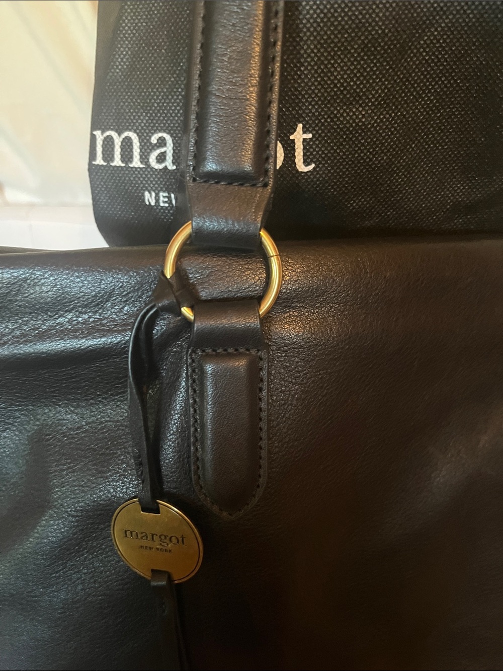 Margot Black Leather Tote - Picture 3 of 13